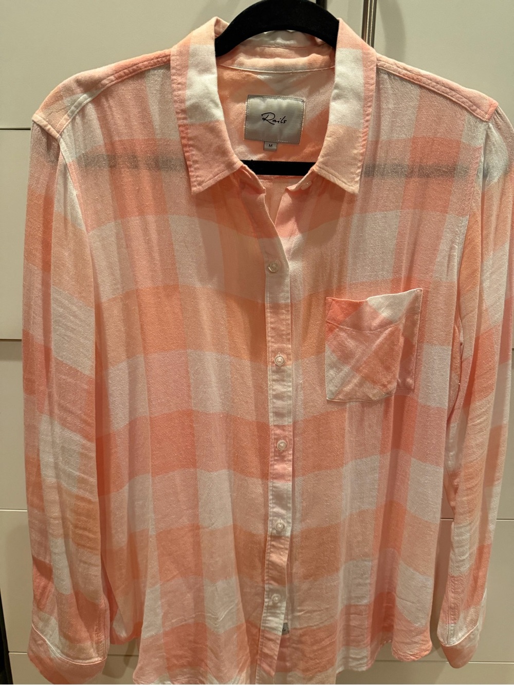 Rails Women's Peach & White Plaid Button-Down Shirt